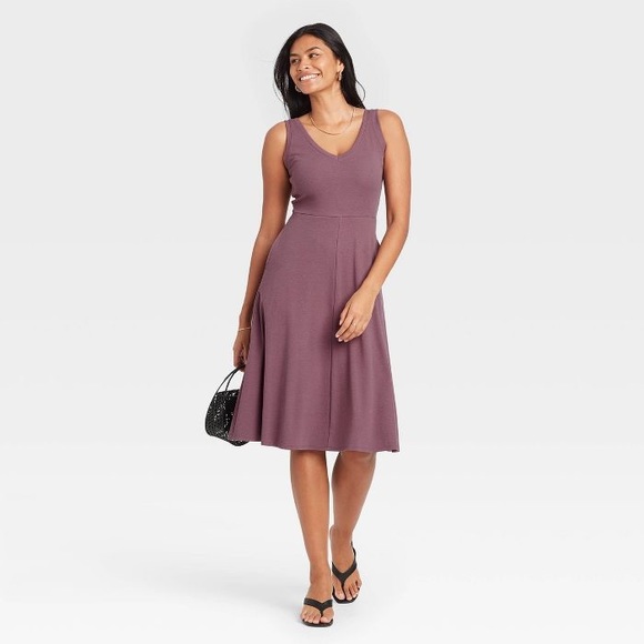 a new day Dresses & Skirts - A New Day - Women's Sleeveless Rib Knit Ballet Purple Dress (NWT) Size: …